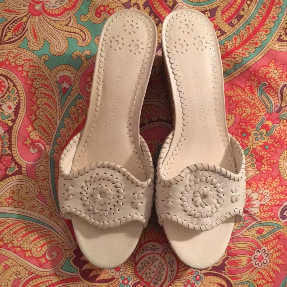 Jack Rogers - White and Tan Wedges